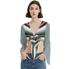 Fractal Grau Trumpet Sleeve Cropped Top