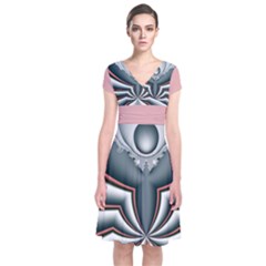 Altrosa Fractal Short Sleeve Front Wrap Dress by dedoma