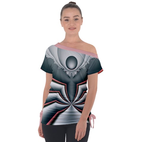 Altrosa Fractal Off Shoulder Tie-up T-shirt by dedoma