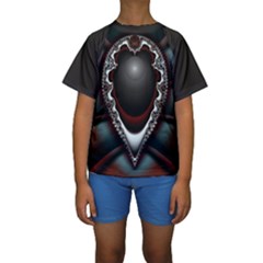 fractal eye Kids  Short Sleeve Swimwear