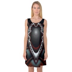 fractal eye Sleeveless Satin Nightdress