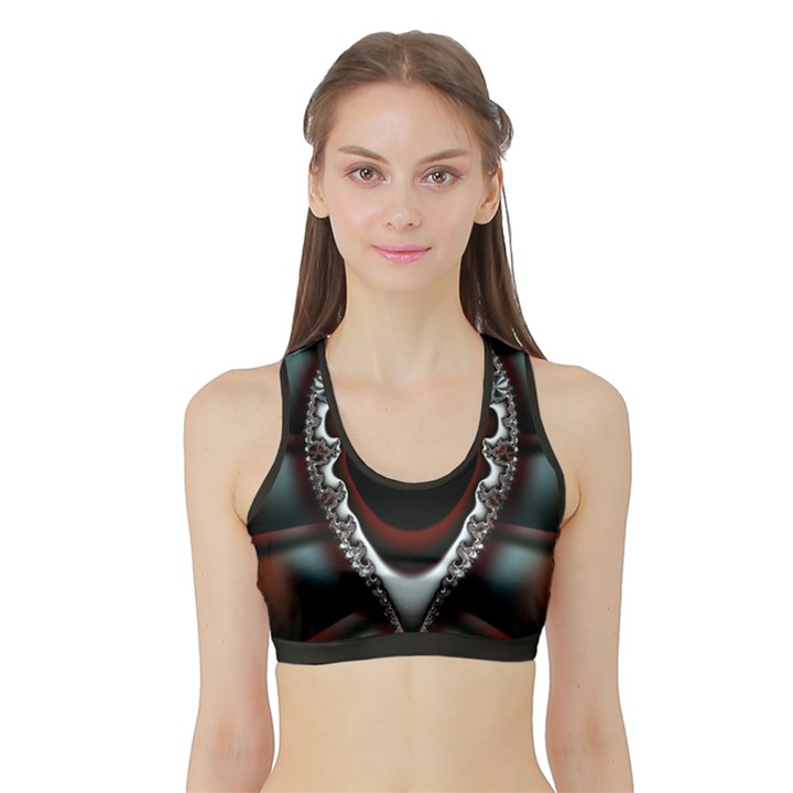 fractal eye Sports Bra with Border