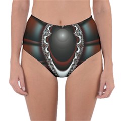 fractal eye Reversible High-Waist Bikini Bottoms