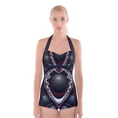 fractal eye Boyleg Halter Swimsuit 