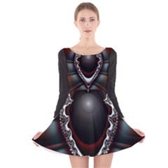 fractal eye Long Sleeve Velvet Skater Dress