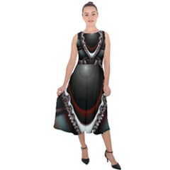 fractal eye Midi Tie-Back Chiffon Dress