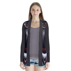 fractal eye Drape Collar Cardigan