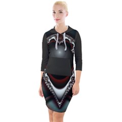 fractal eye Quarter Sleeve Hood Bodycon Dress