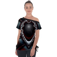 fractal eye Off Shoulder Tie-Up T-Shirt