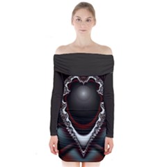 fractal eye Long Sleeve Off Shoulder Dress