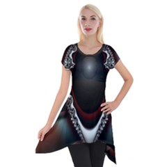 fractal eye Short Sleeve Side Drop Tunic