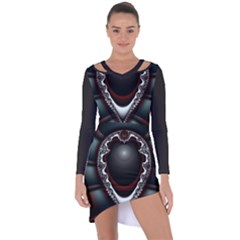 fractal eye Asymmetric Cut-Out Shift Dress