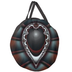 fractal eye Giant Round Zipper Tote