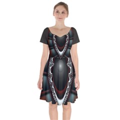 Fractal Eye Short Sleeve Bardot Dress