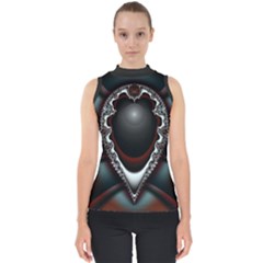 fractal eye Mock Neck Shell Top