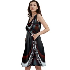 fractal eye Sleeveless V-Neck Skater Dress with Pockets