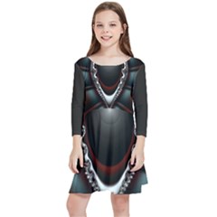 fractal eye Kids  Quarter Sleeve Skater Dress