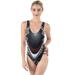 fractal eye High Leg Strappy Swimsuit