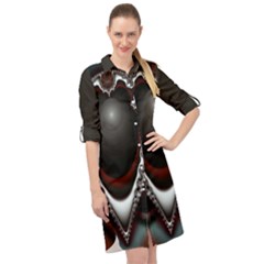 fractal eye Long Sleeve Mini Shirt Dress