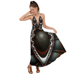 fractal eye Backless Maxi Beach Dress