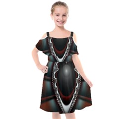 fractal eye Kids  Cut Out Shoulders Chiffon Dress