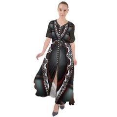 fractal eye Waist Tie Boho Maxi Dress