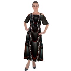 fractal eye Shoulder Straps Boho Maxi Dress 