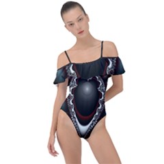 fractal eye Frill Detail One Piece Swimsuit