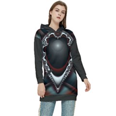 fractal eye Women s Long Oversized Pullover Hoodie