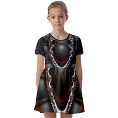 fractal eye Kids  Short Sleeve Pinafore Style Dress