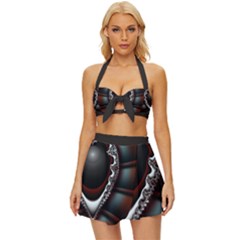 fractal eye Vintage Style Bikini Top and Skirt Set 