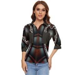 fractal eye Women s Quarter Sleeve Pocket Shirt