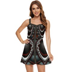 fractal eye Ruffle Edge Bra Cup Chiffon Mini Dress