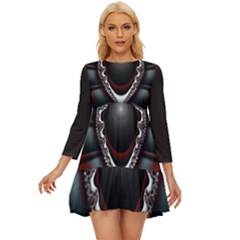 fractal eye Long Sleeve Babydoll Dress