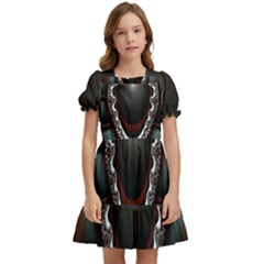 fractal eye Kids  Puff Sleeved Dress