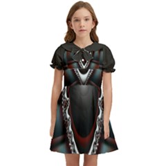 fractal eye Kids  Bow Tie Puff Sleeve Dress