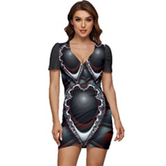 fractal eye Low Cut Cap Sleeve Mini Dress