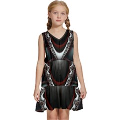 fractal eye Kids  Sleeveless Tiered Mini Dress