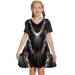 fractal eye Kids  Short Sleeve Tiered Mini Dress