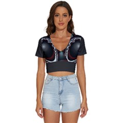 fractal eye V-Neck Crop Top