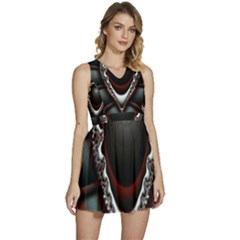 fractal eye Sleeveless High Waist Mini Dress