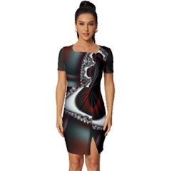 fractal eye Fitted Knot Split End Bodycon Dress