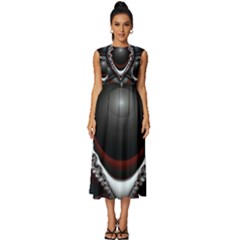 fractal eye Sleeveless Round Neck Midi Dress