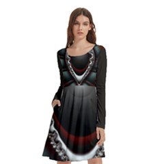 fractal eye Long Sleeve Knee Length Skater Dress With Pockets