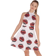 Muppets Animal Pattern Sleeveless Halter Neck A-line Dress