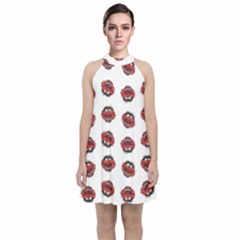 Muppets Animal Pattern Velvet Halter Neckline Dress 