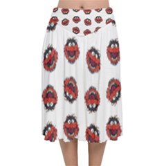 Muppets Animal Pattern Velvet Flared Midi Skirt