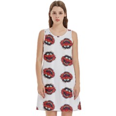 Muppets Animal Pattern Round Neck Sleeve Casual Dress With Pockets