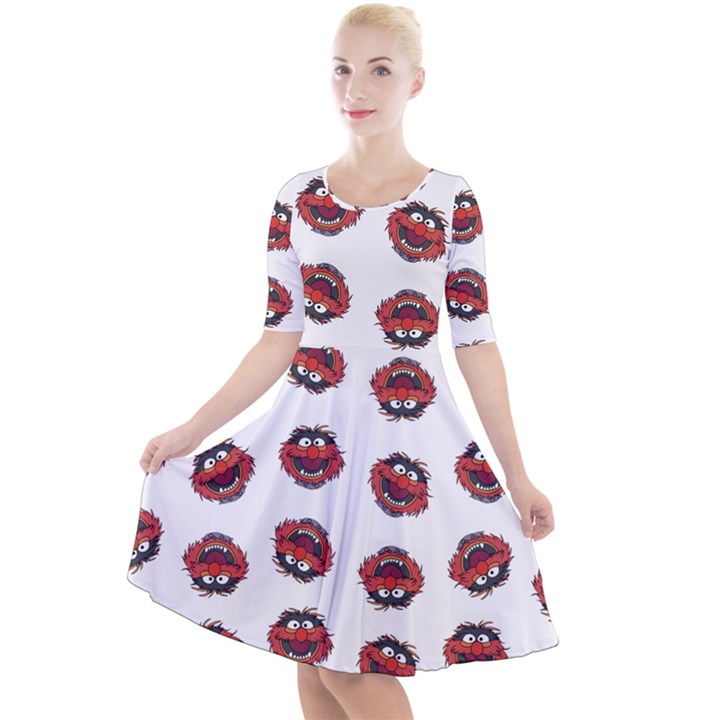 Muppets Animal pattern Quarter Sleeve A-Line Dress