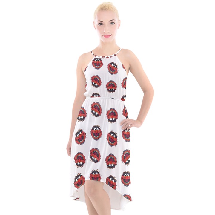 Muppets Animal pattern High-Low Halter Chiffon Dress 